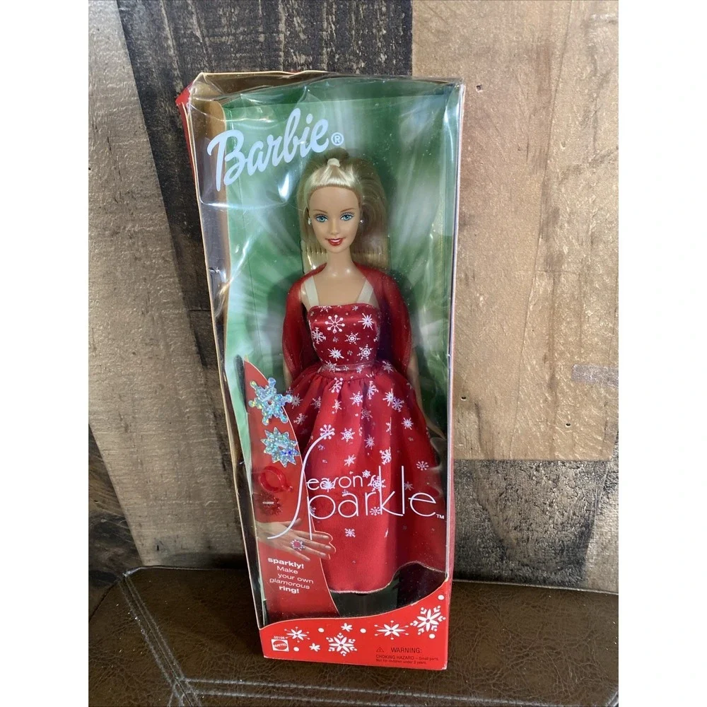 Barbie Doll Season's Sparkle Make your Own Ring Christmas 2001 Vtg Snowflake New